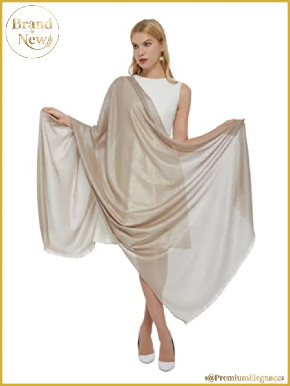 Metallic Sparkling Evening Shawl Lightweight Wedding Wrap for Party